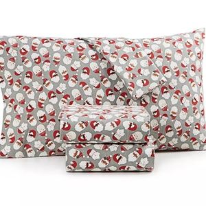 Martha Stewart Santa Flannel Sheet Set TWIN